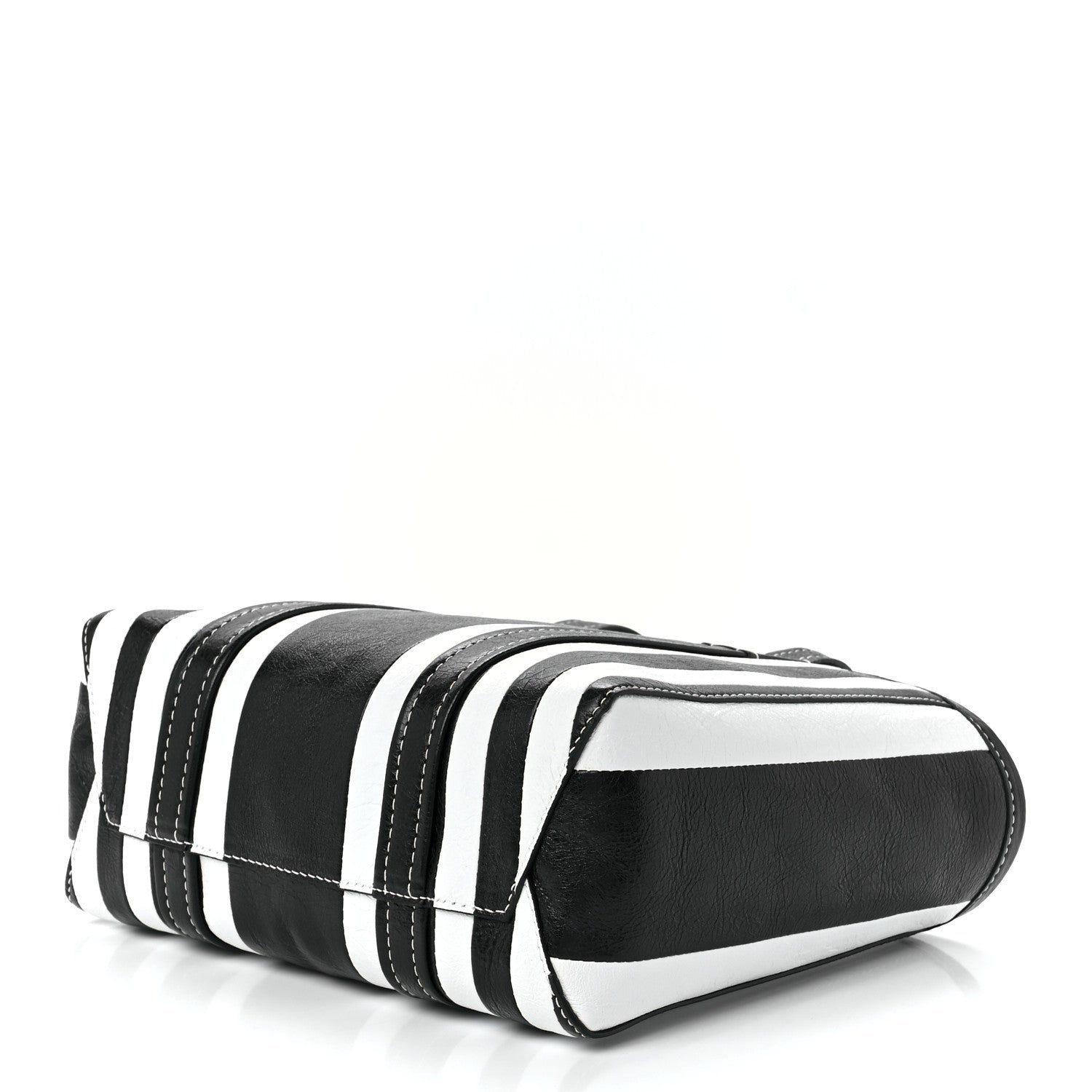 Balenciaga Agneau Arena Striped Patchwork Small Barbes East West Shopper Black White 8 of 10