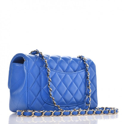 Chanel Lambskin Quilted Mini Rectangular Flap Blue 3 of 8