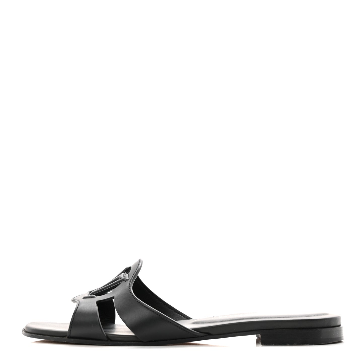 Calfskin LV Isola Flat Sandals 37.5 Black