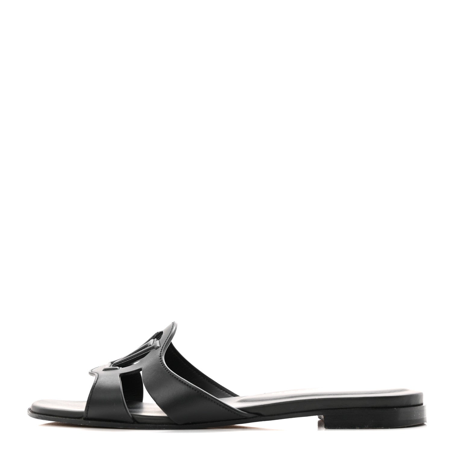 Louis Vuitton Calfskin LV Isola Flat Sandals 37.5 Black 1 of 9
