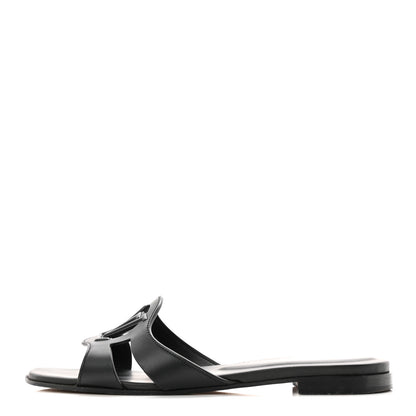Louis Vuitton Calfskin LV Isola Flat Sandals 37.5 Black 1 of 9