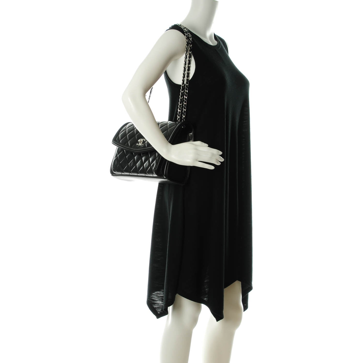 Chanel Lambskin Quilted Large Geometric Flap Black 2 of 8