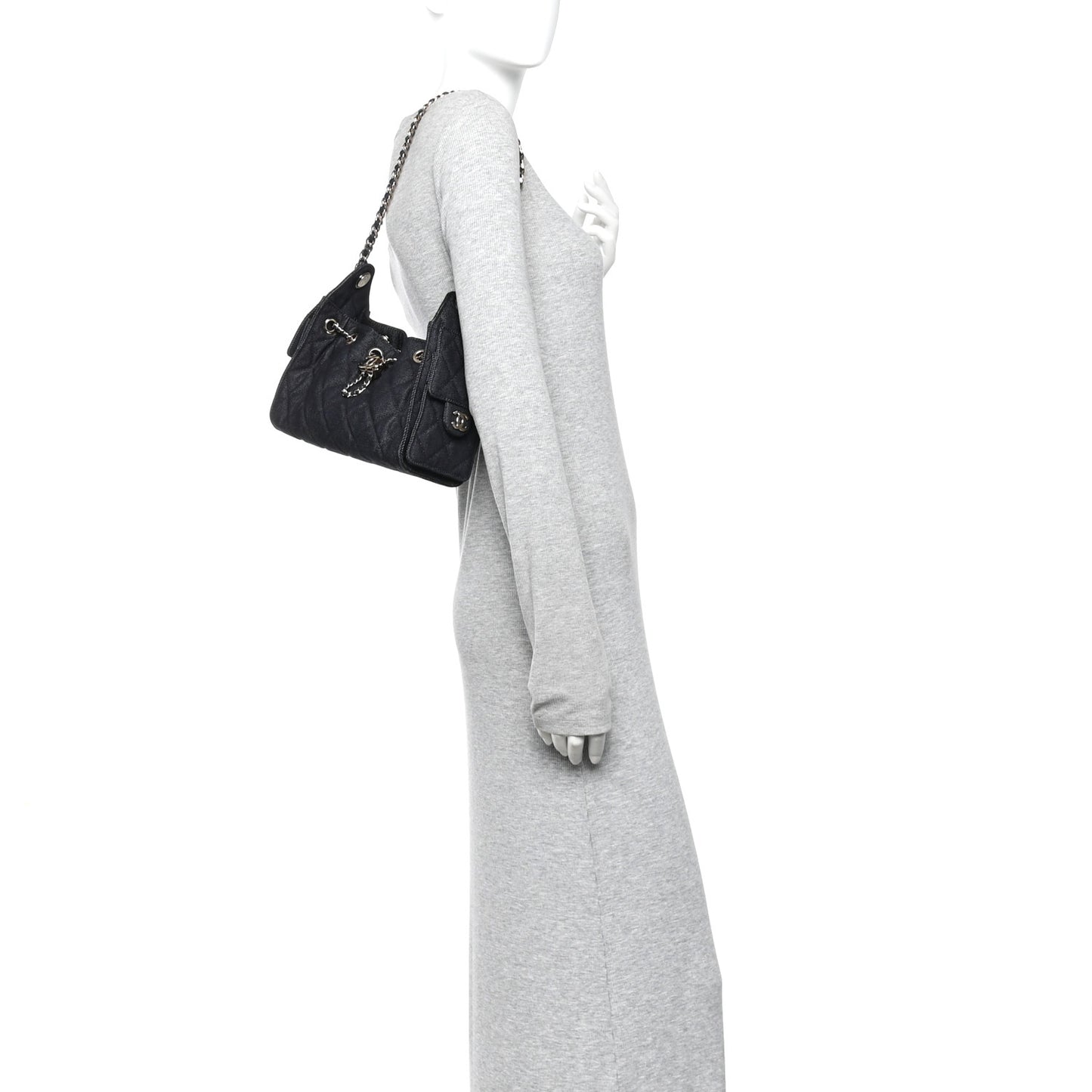 Denim Quilted Mini Chanel 25 Handbag Dark Blue