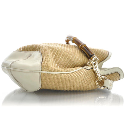Gucci Straw Peggy Bamboo Handle Hobo 4 of 9