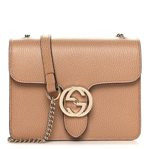 Dollar Calfskin Small Interlocking G Shoulder Bag Camelia