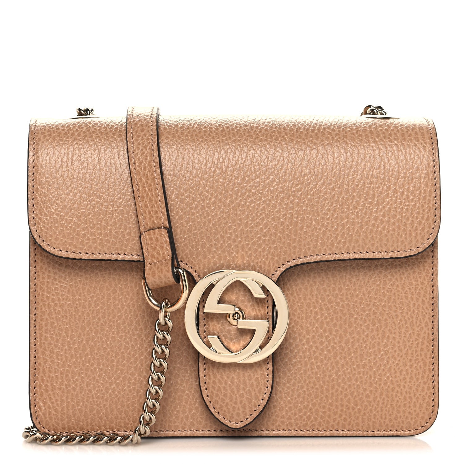 Gucci Dollar Calfskin Small Interlocking G Shoulder Bag Camelia 1 of 12