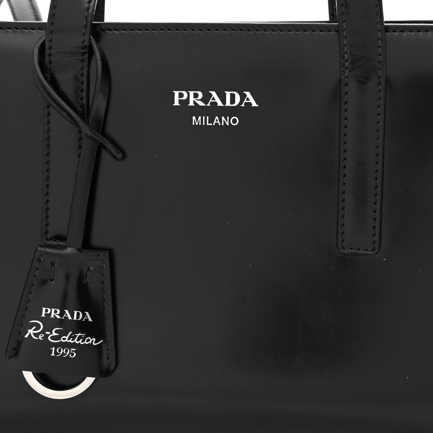 Spazzolato Mini Re-Edition 1995 Double Handle Handbag Black