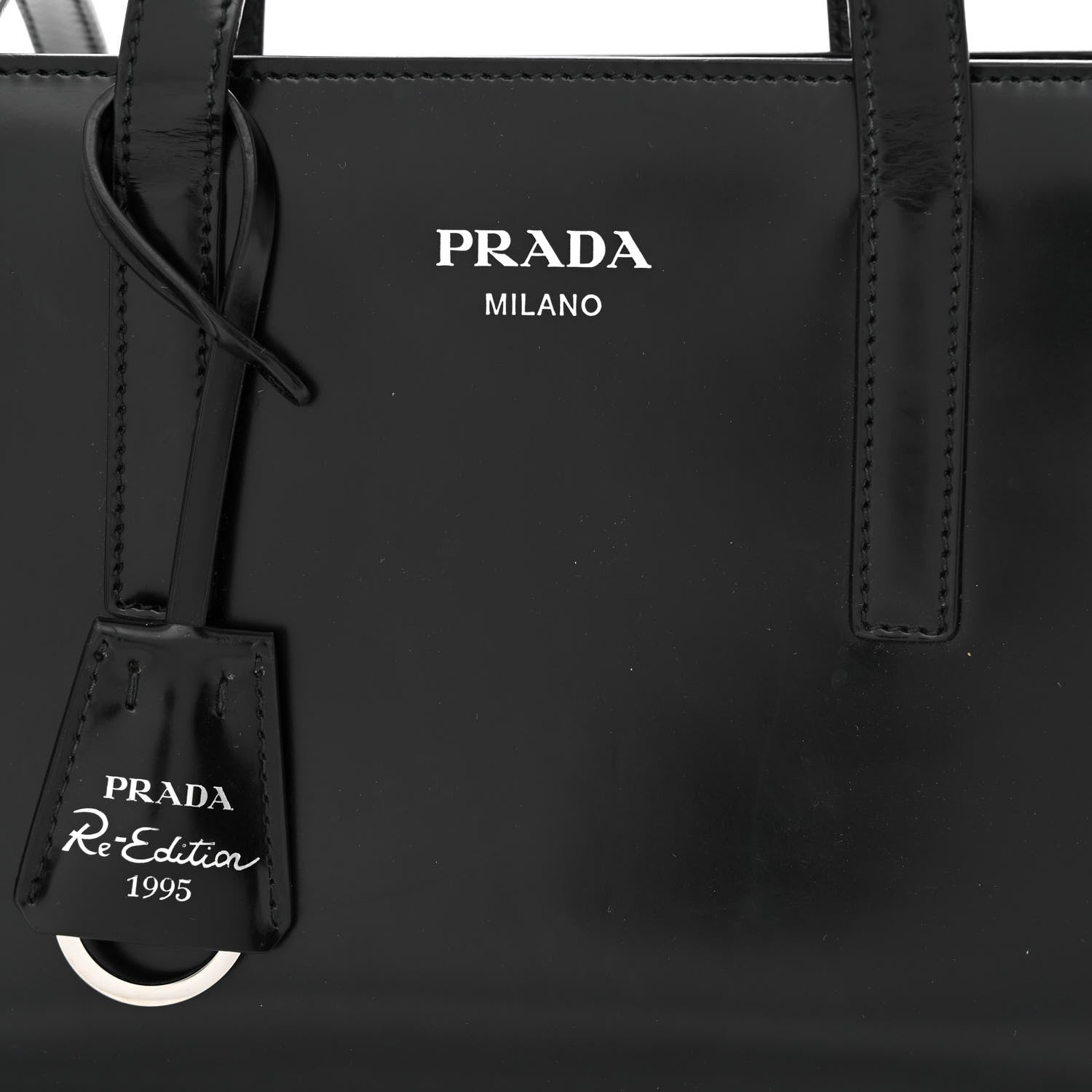 Prada Spazzolato Mini Re-Edition 1995 Double Handle Handbag Black 8 of 10