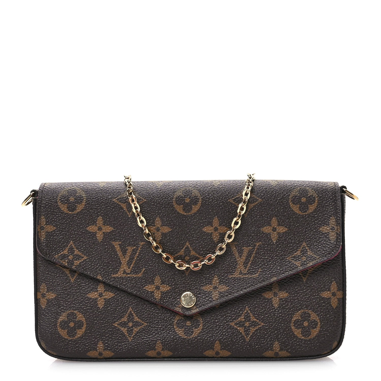 Louis Vuitton Monogram Pochette Felicie Chain Wallet Fuchsia 1 of 13
