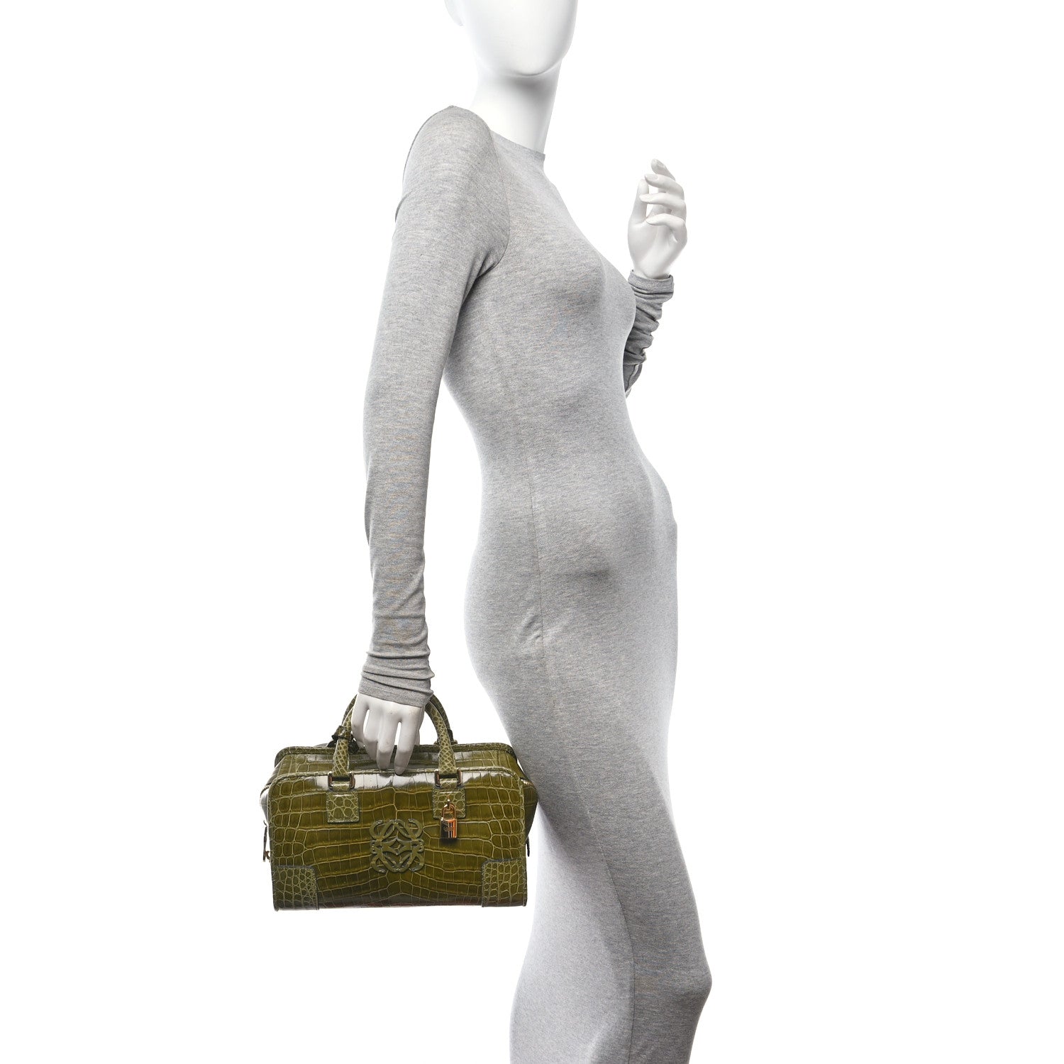 Loewe Crocodile Amazona 28 Khaki Green 2 of 9