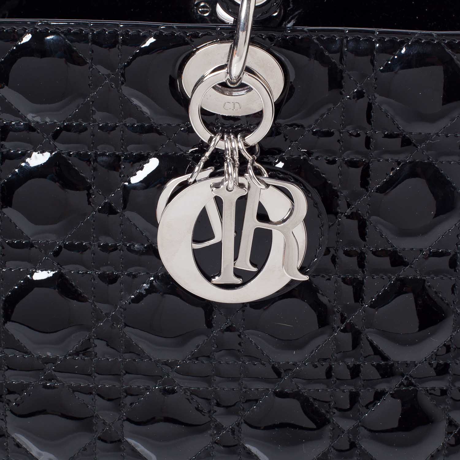 Christian Dior CHRISTIAN DIOR Patent Cannage Large Lady Dior Black 7 of 11