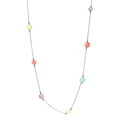 Chanel Pearl Beaded CC Logo Long Necklace Silver Multicolor 1 of 6