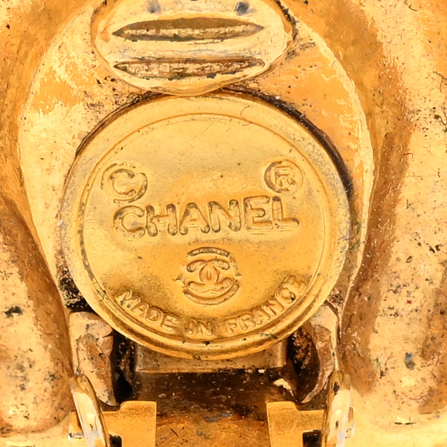 Chanel Crystal Hexagon Clip On Earrings Gold 4 of 4