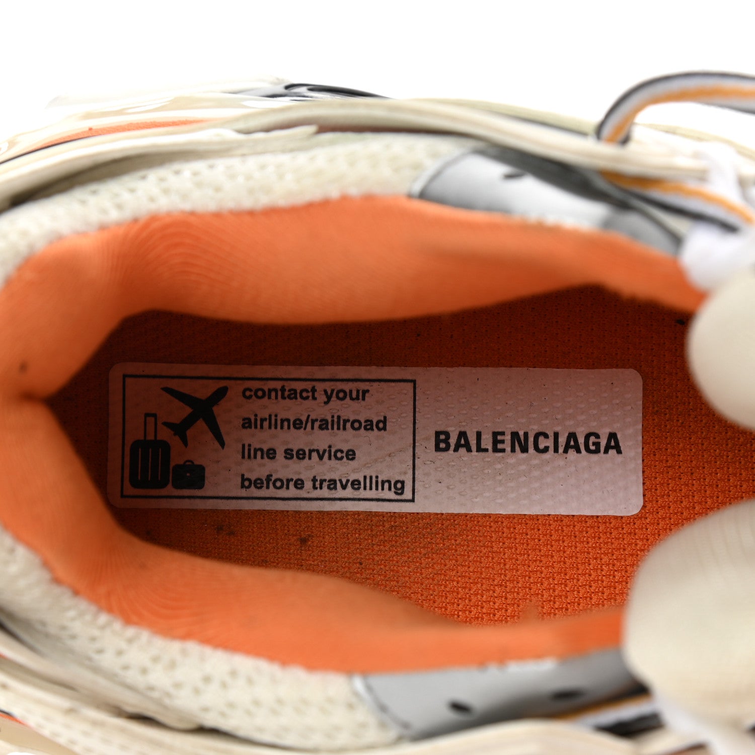Balenciaga Mesh Nubuck Effect Fabric LED Womens Track Sneakers 37 White Orange 6 of 8