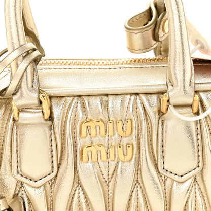 Miu Miu Metallic Nappa Matelasse Mini Arcadie Top Handle Bag Pirite 8 of 10