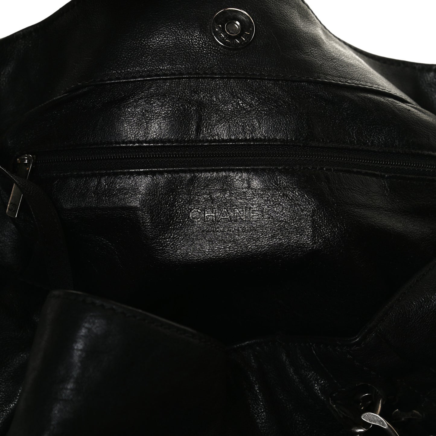 Calfskin East West Modern Chain Tote Black