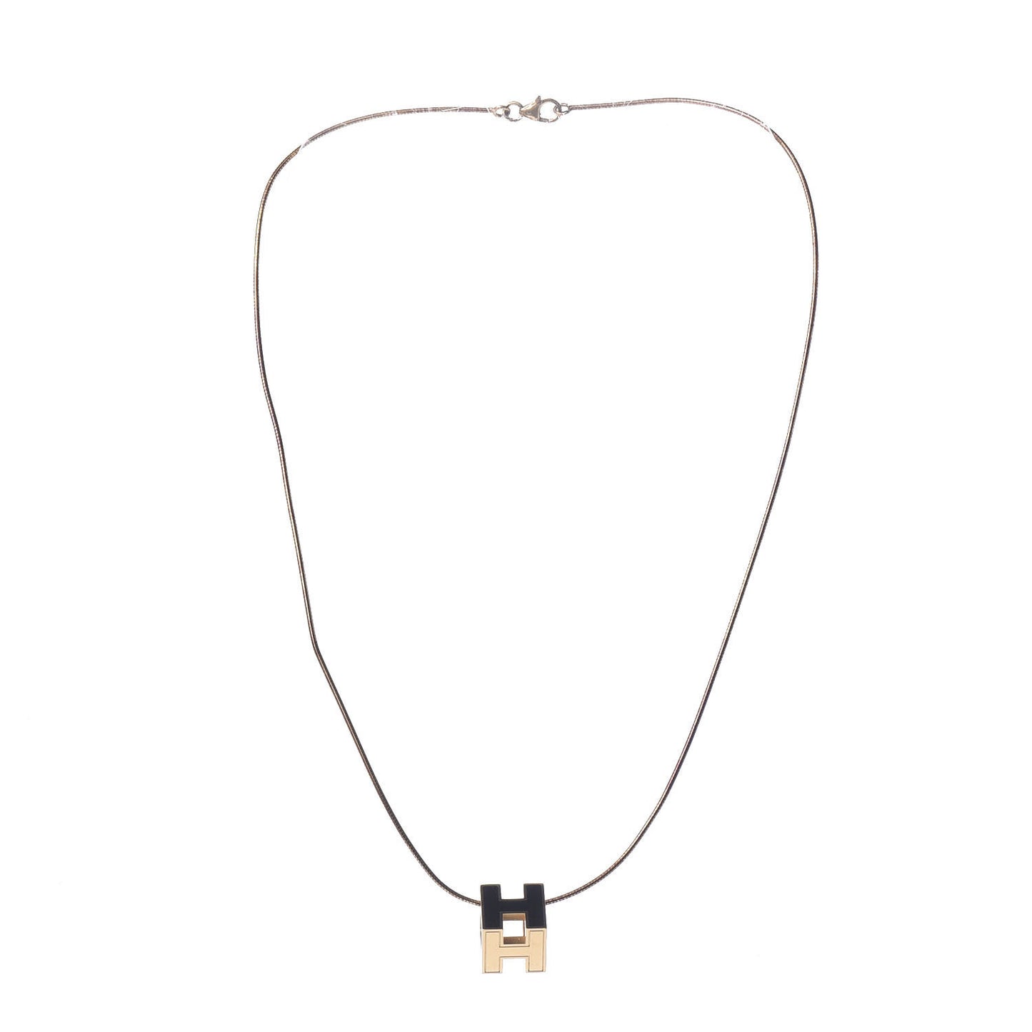 Gold Lacquered Cage d'H Pendant Necklace Black