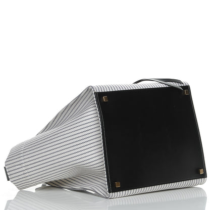 Celine Cotton Canvas Striped Medium Phantom Luggage White Navy 4 of 9