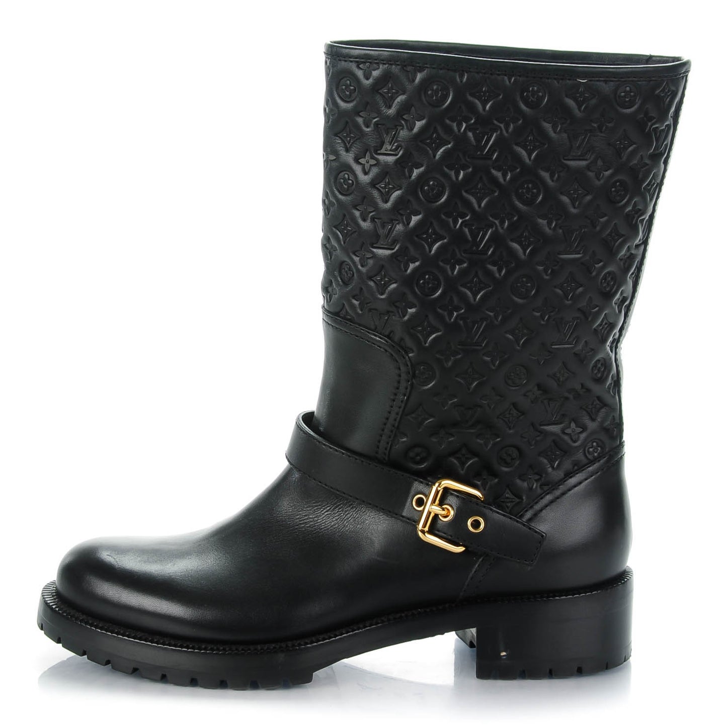 Monogram Embossed Calf Rebellion Half Boots 39 Black