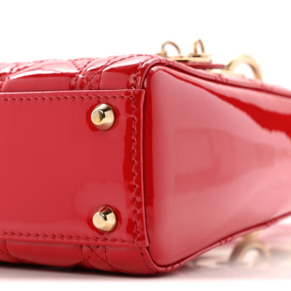 Christian Dior Patent Cannage Mini Lady Dior Red 10 of 12