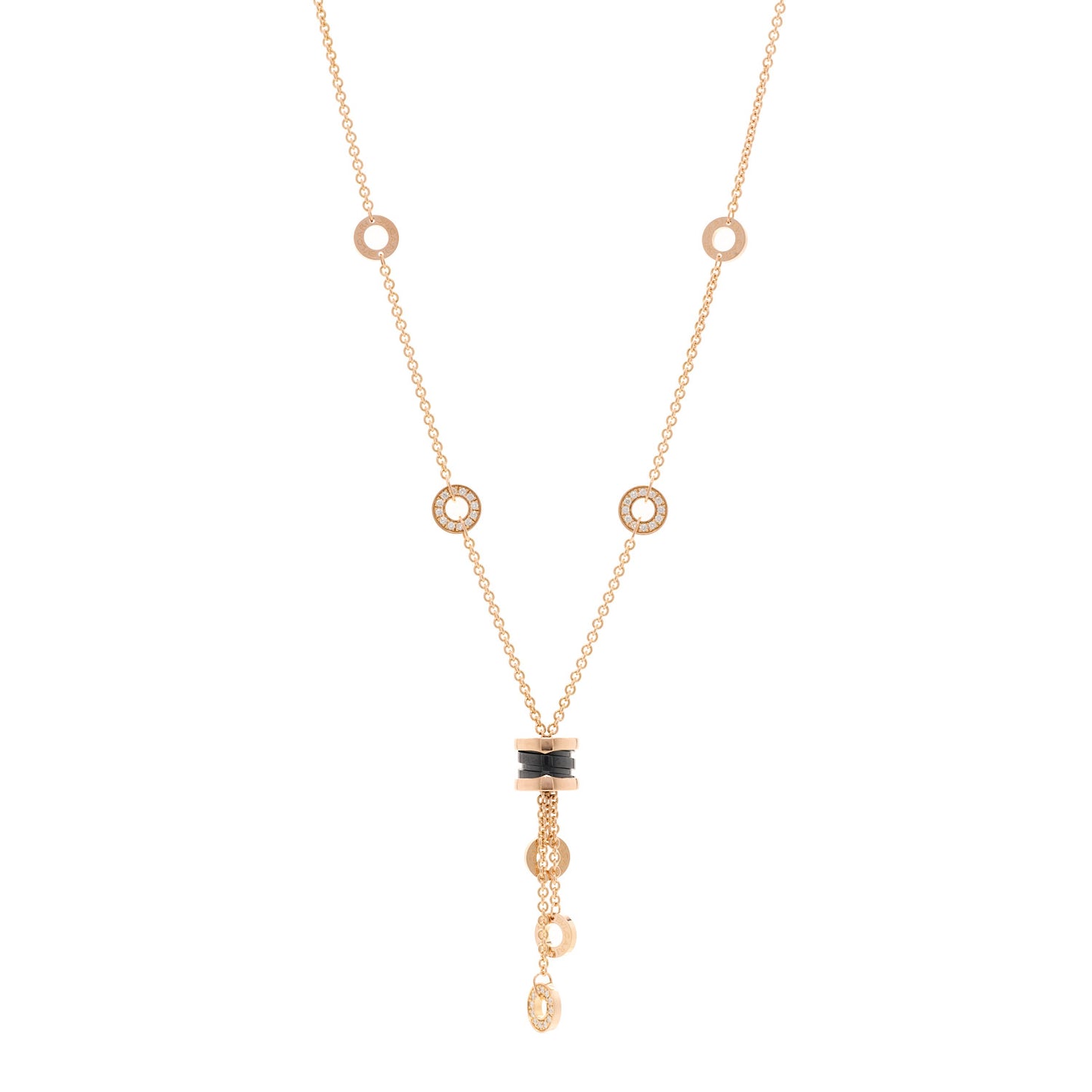 18K Rose Gold Diamond Black Ceramic B.Zero1 Necklace