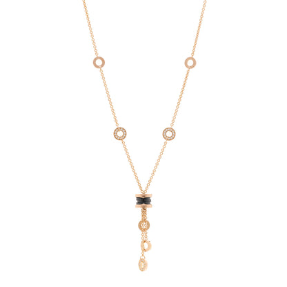 Bulgari 18K Rose Gold Diamond Black Ceramic B.Zero1 Necklace 1 of 4