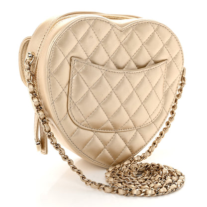 Chanel Metallic Lambskin Quilted CC In Love Heart Bag Gold 3 of 10