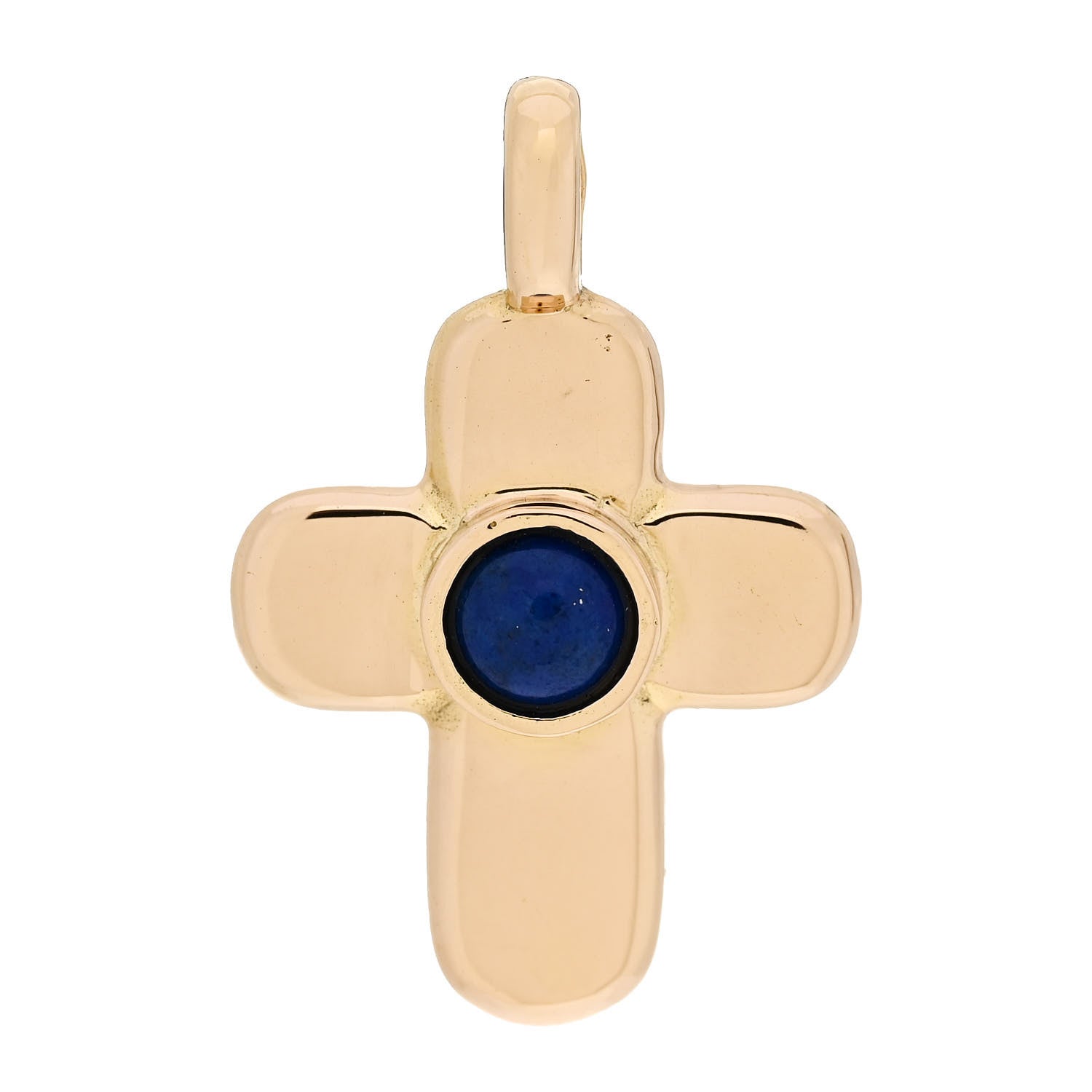 Van Cleef & Arpels 18K Yellow Gold Lapis Lazuli Cross Pendant Necklace 1 of 4