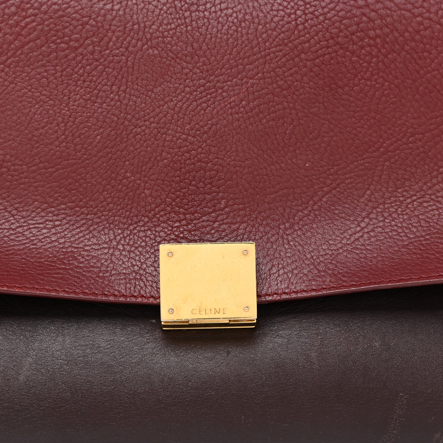 Calfskin Suede Tri-Color Medium Trapeze Burgundy