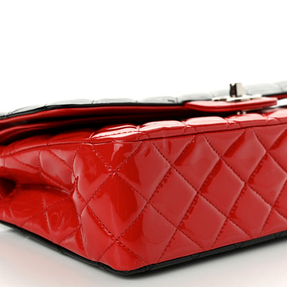 Chanel Patent Calfskin Quilted Bi-Color Medium Double Flap Red Black 9 of 10