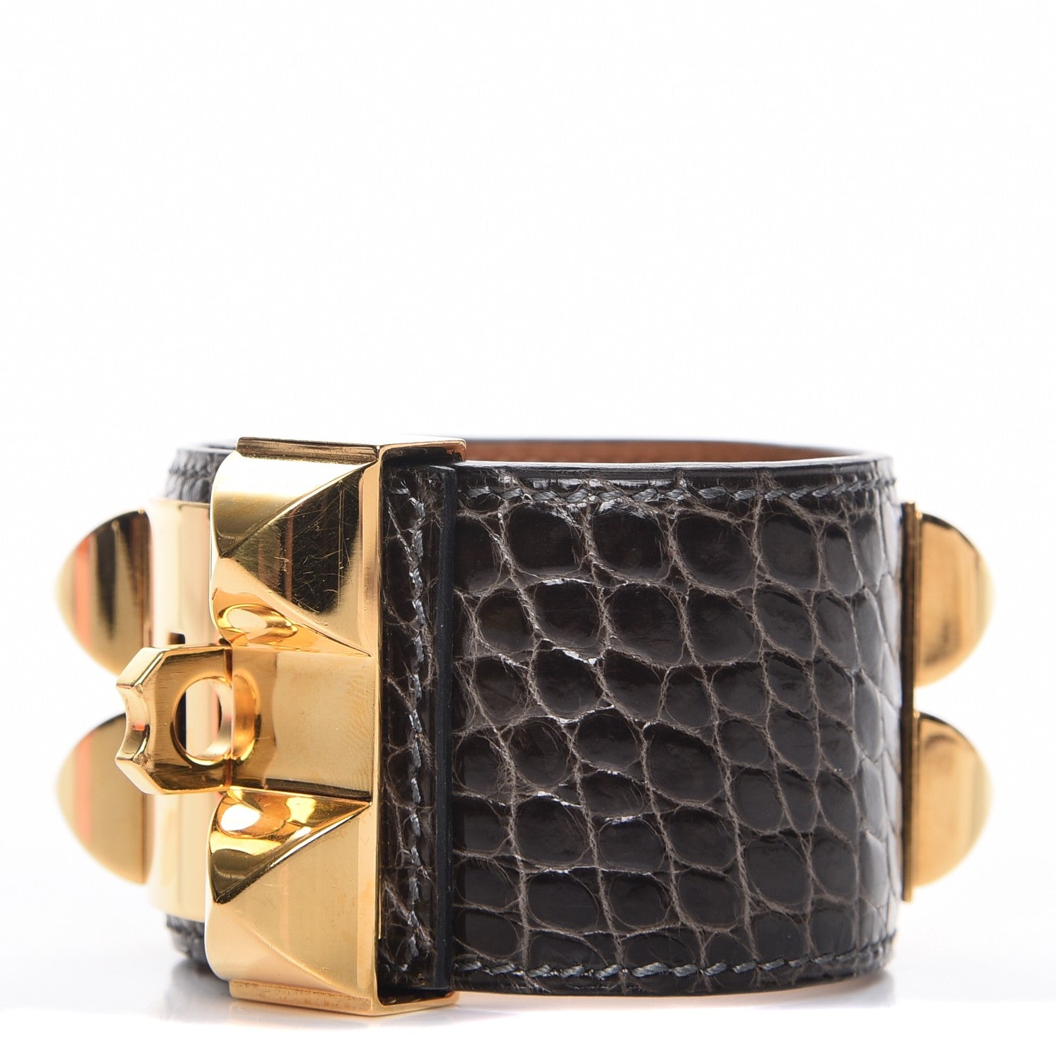 Hermes Shiny Alligator Collier De Chien CDC Bracelet S Macassar 3 of 7