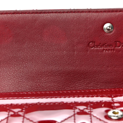 Christian Dior Patent Cannage Rendezvous Chain Wallet Red 11 of 16