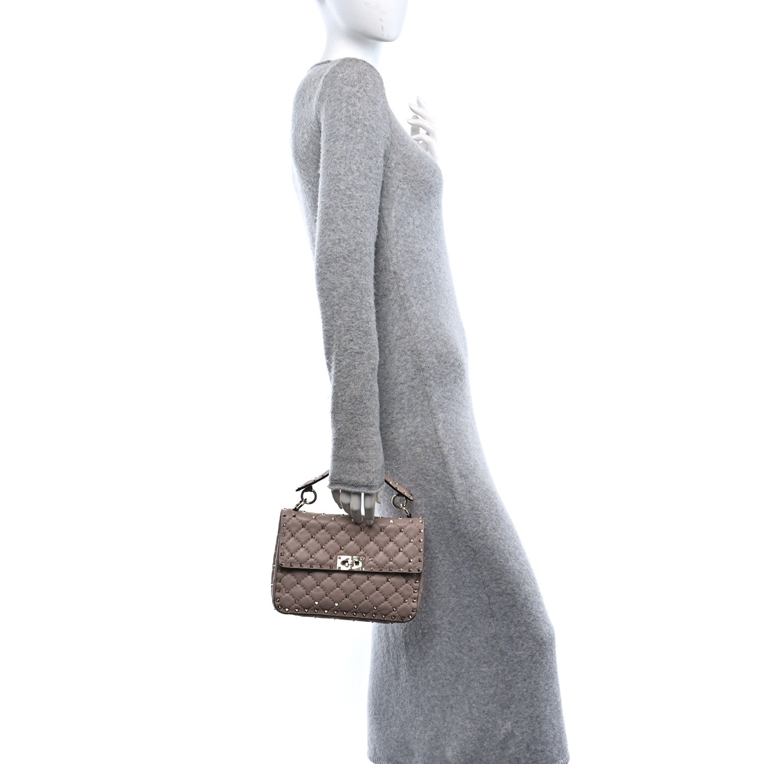 Valentino Garavani Lambskin Medium Rockstud Spike Shoulder Bag Poudre 2 of 9