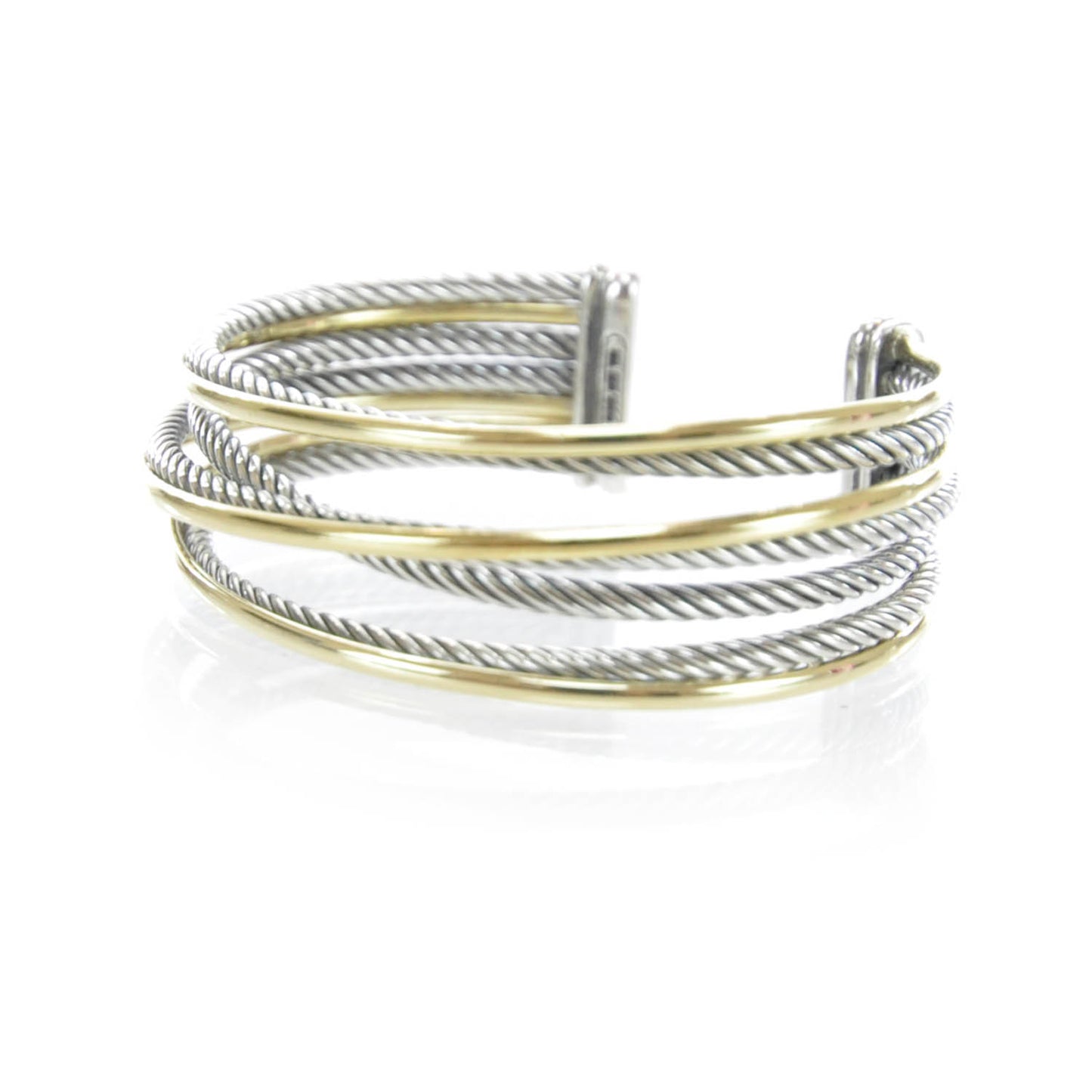 Sterling Silver and 18k Gold Crossover Cuff