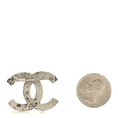 Chanel Metal Crystal Graduated Pearl CC Brooch Silver 2 of 4