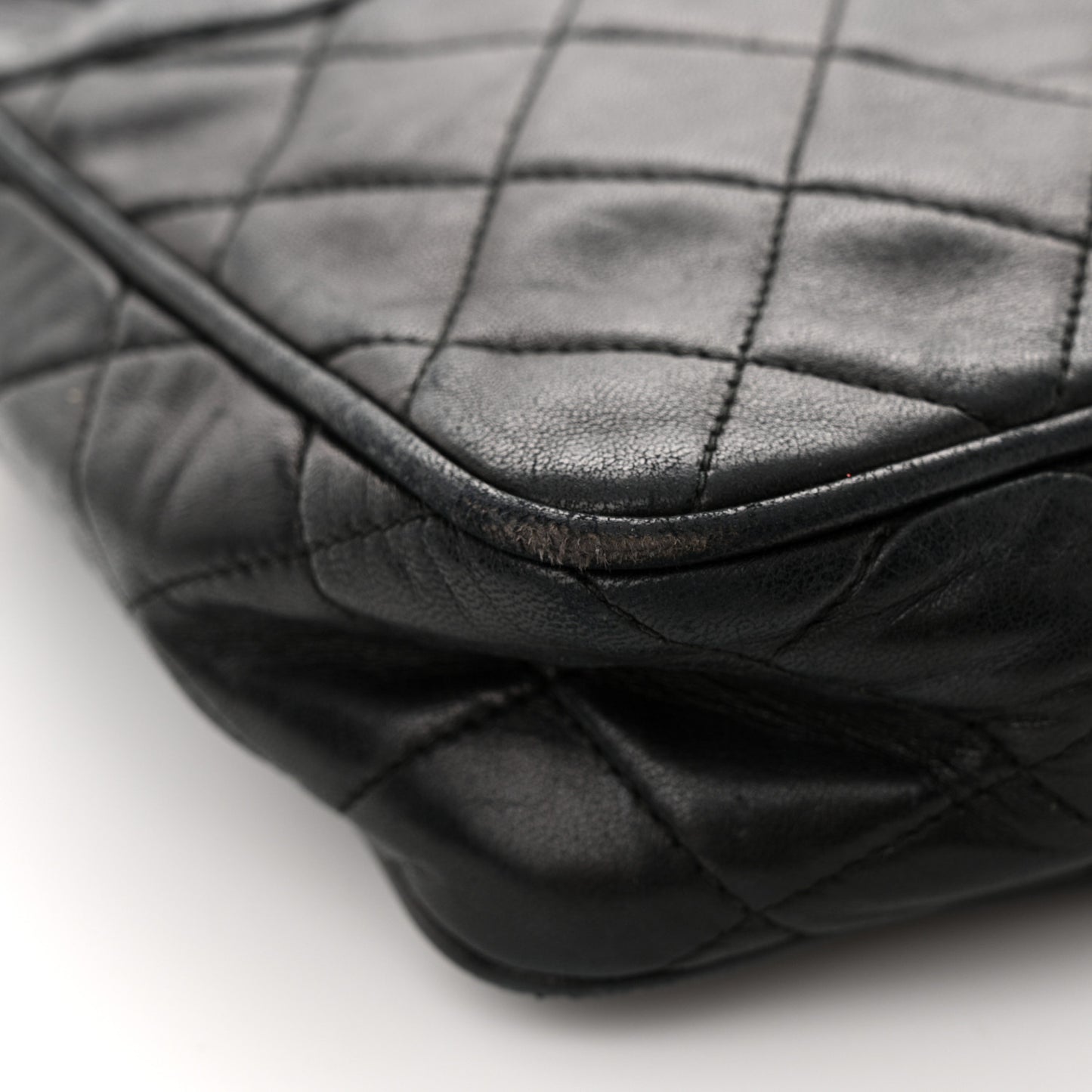 Lambskin Quilted Tassel Camera Case Black