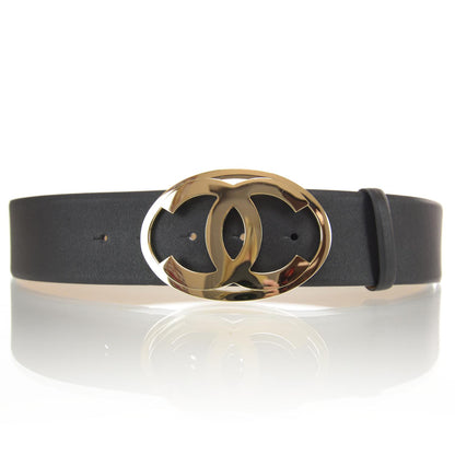 Chanel Leather CC Logo Belt 90 36 Black 1 of 7
