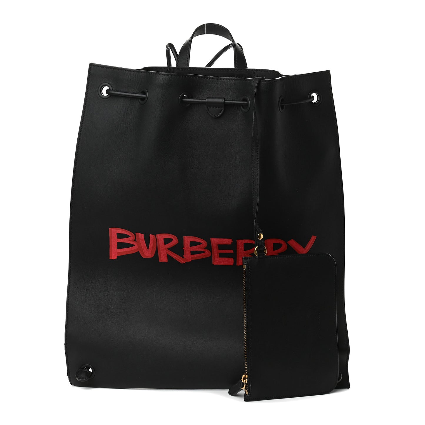 Soft Calfskin Graffiti Drawstring Backpack Black
