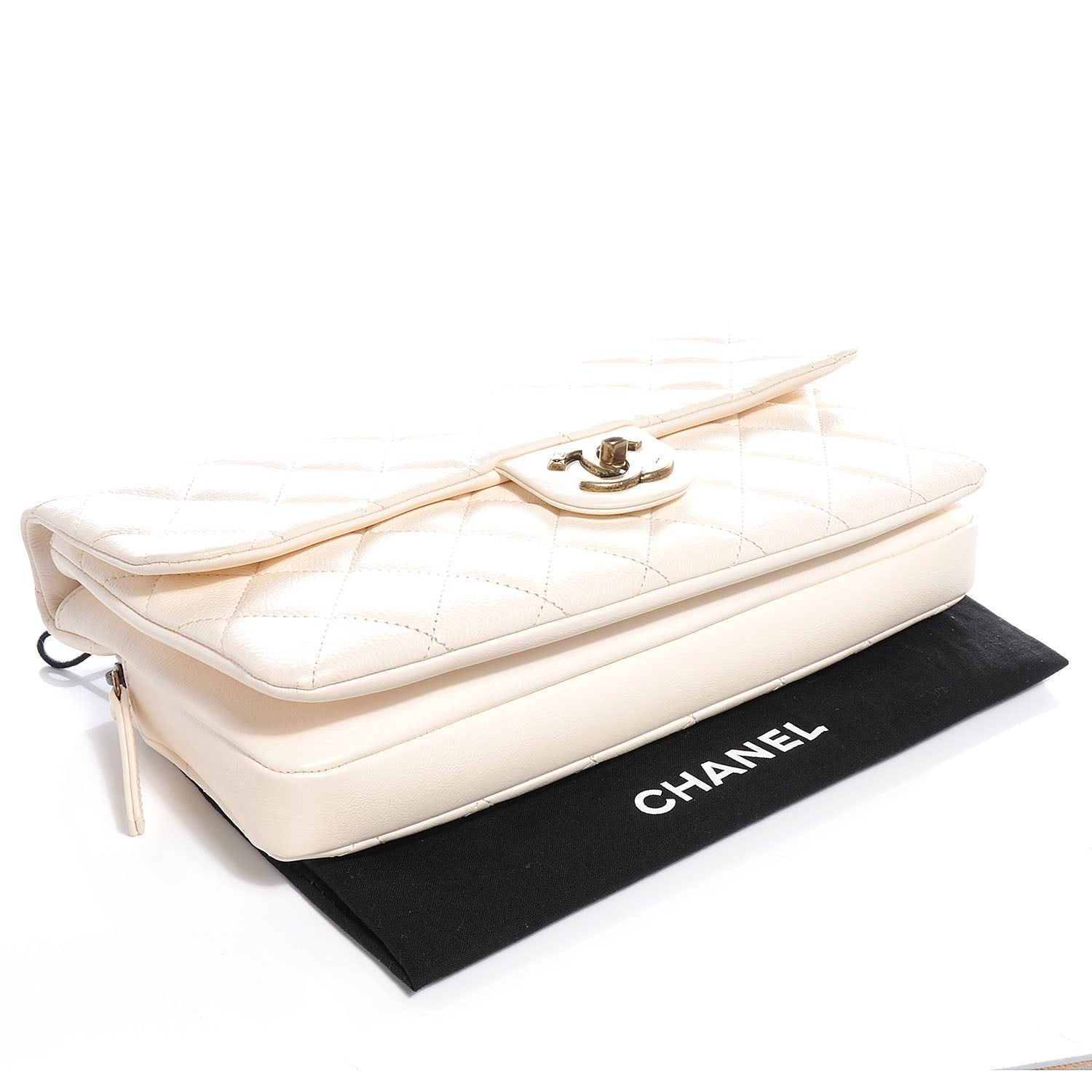 Chanel Calfskin CC Crown Medium Flap Dark White 4 of 7