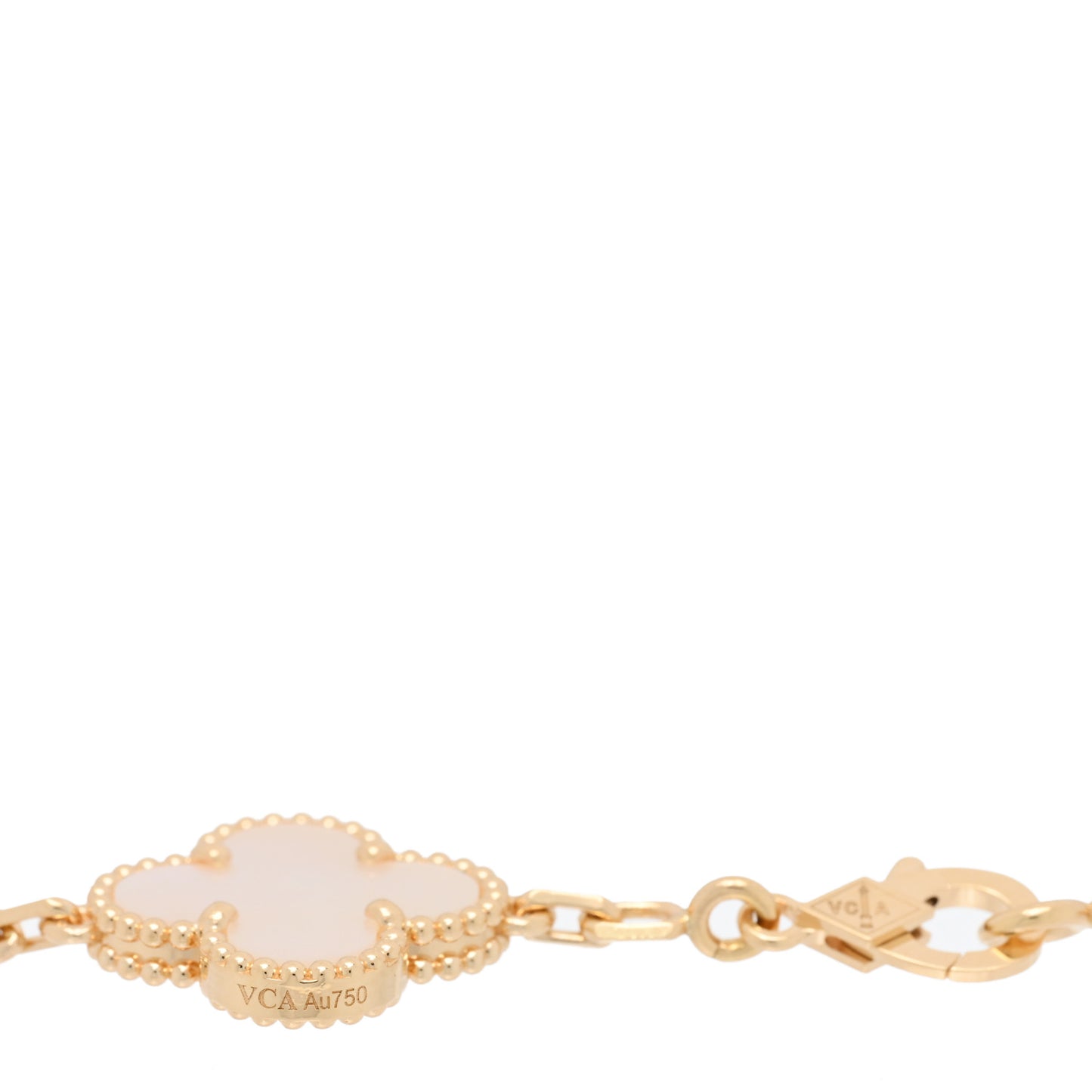 18K Yellow Gold Mother of Pearl 5 Motifs Vintage Alhambra Bracelet