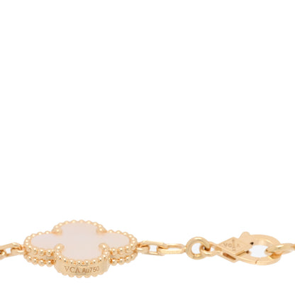 Van Cleef & Arpels 18K Yellow Gold Mother of Pearl 5 Motifs Vintage Alhambra Bracelet 3 of 4