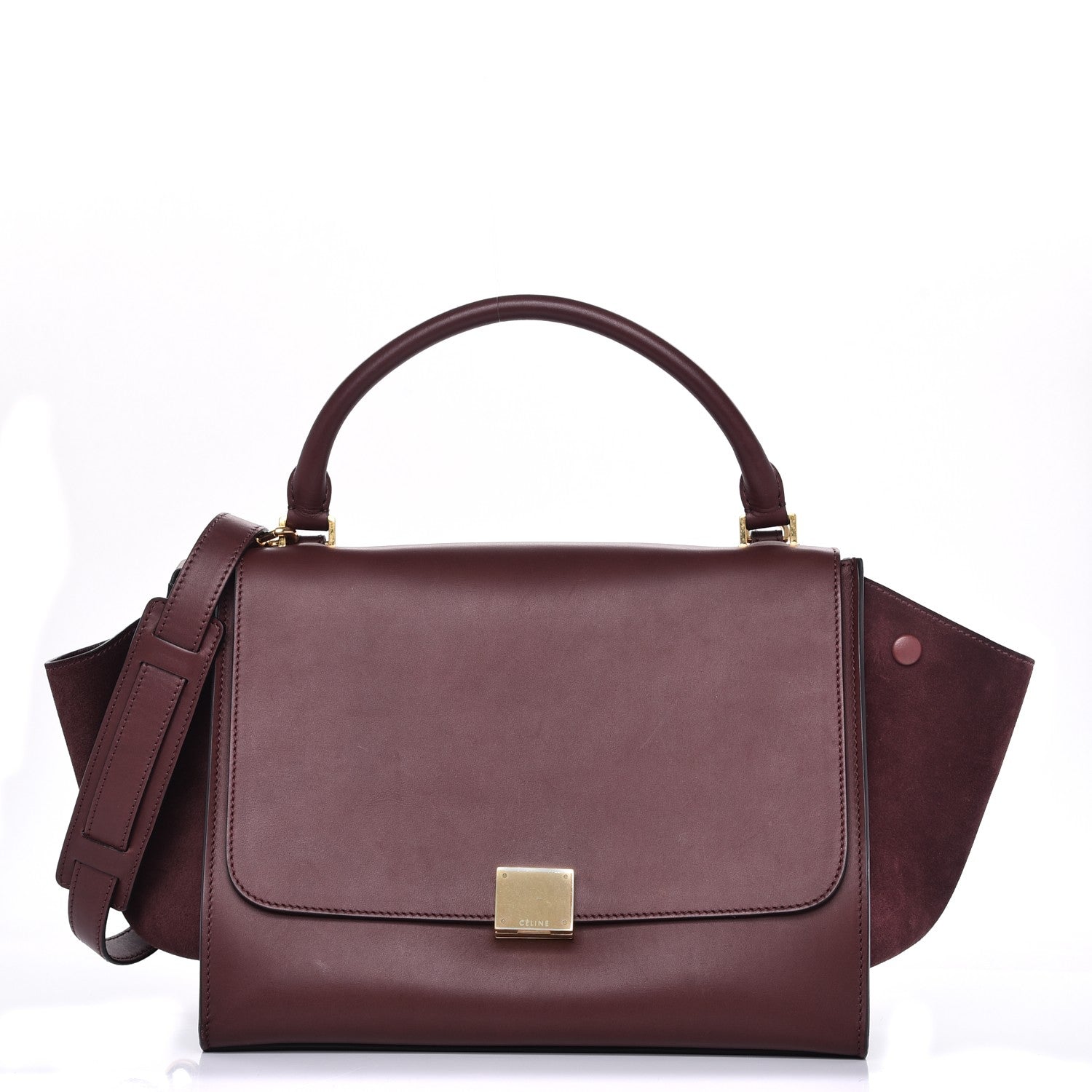 Celine Smooth Calfskin Suede Medium Trapeze Burgundy 1 of 12