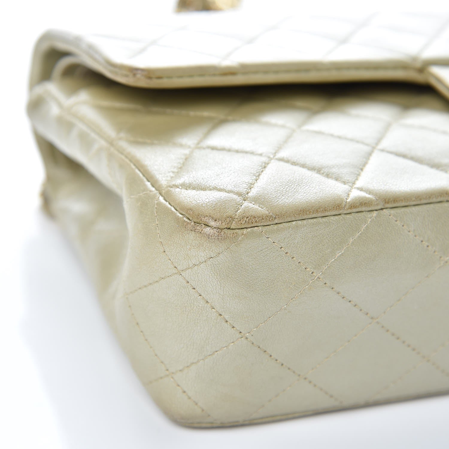 Chanel Metallic Lambskin Quilted Medium Double Flap Light Gold 13 of 22