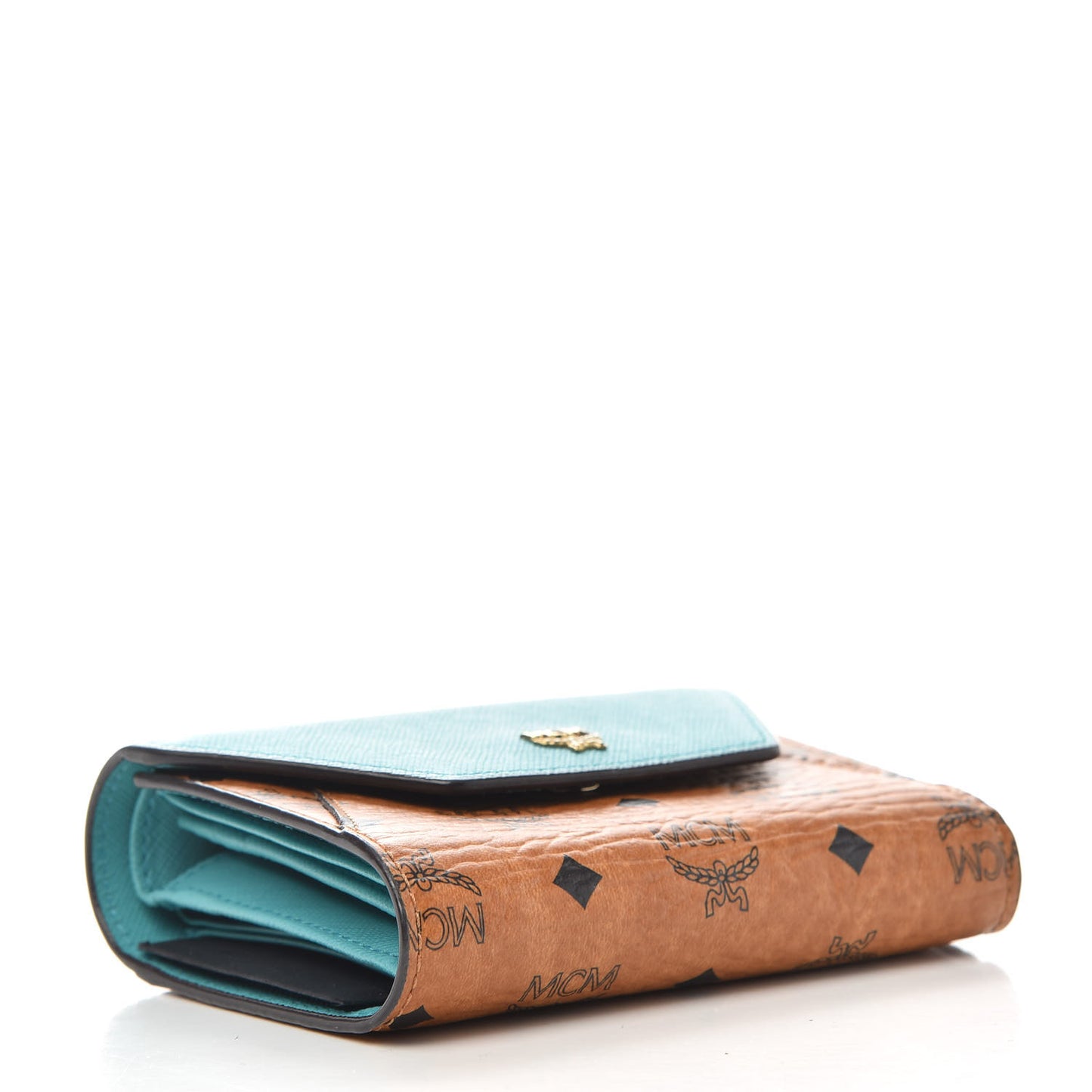 Visetos Tri-Fold Love Letter Flap Wallet Cognac Oasis Green