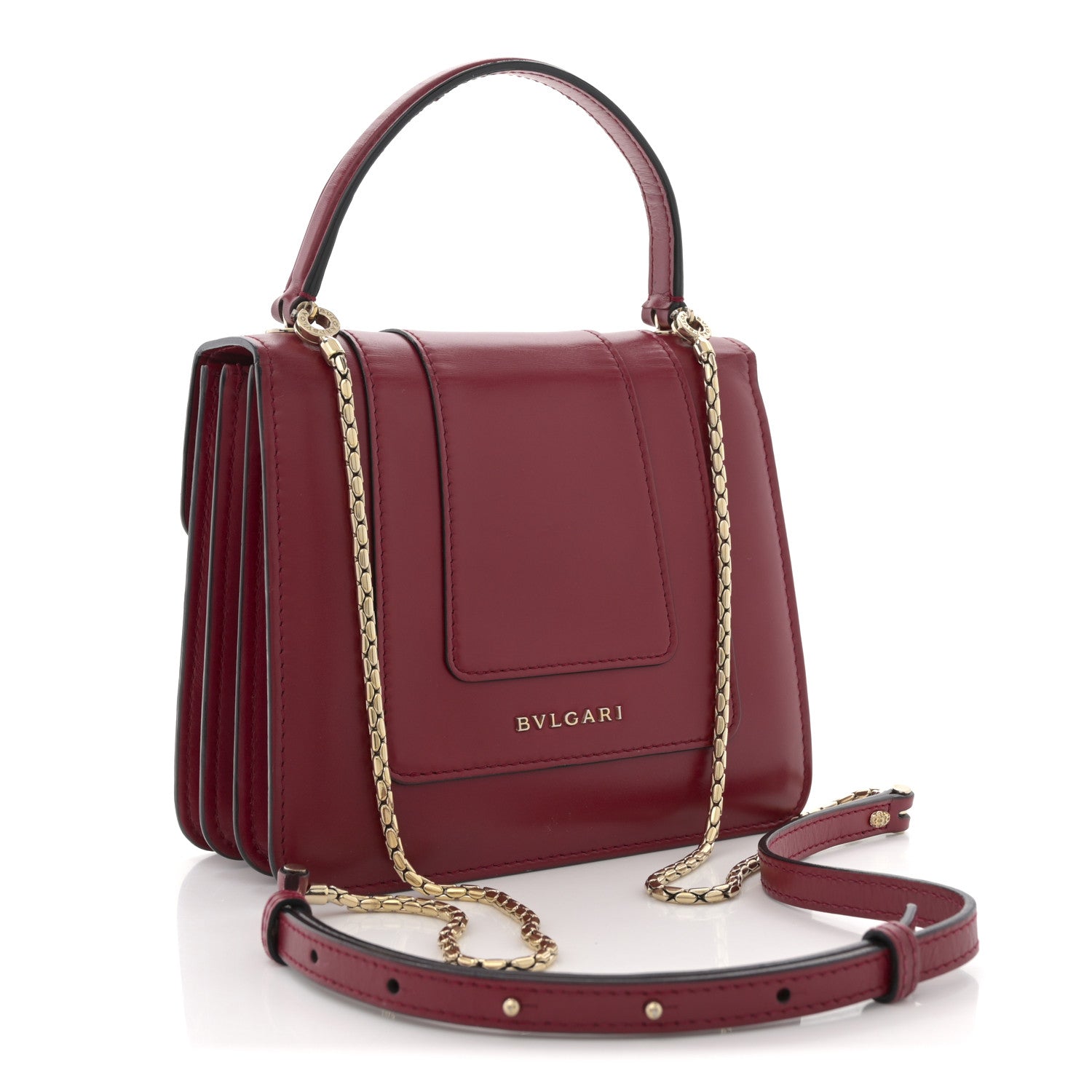 Bulgari Calfskin Serpenti Forever Top Handle Red 4 of 13