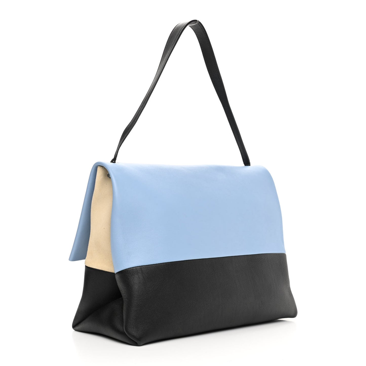 Calfskin Suede All Soft Shoulder Bag Blue Lavender