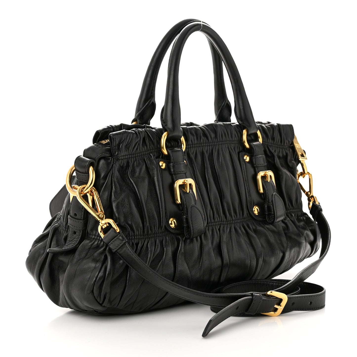 Nappa Gaufre Shopping Satchel Black