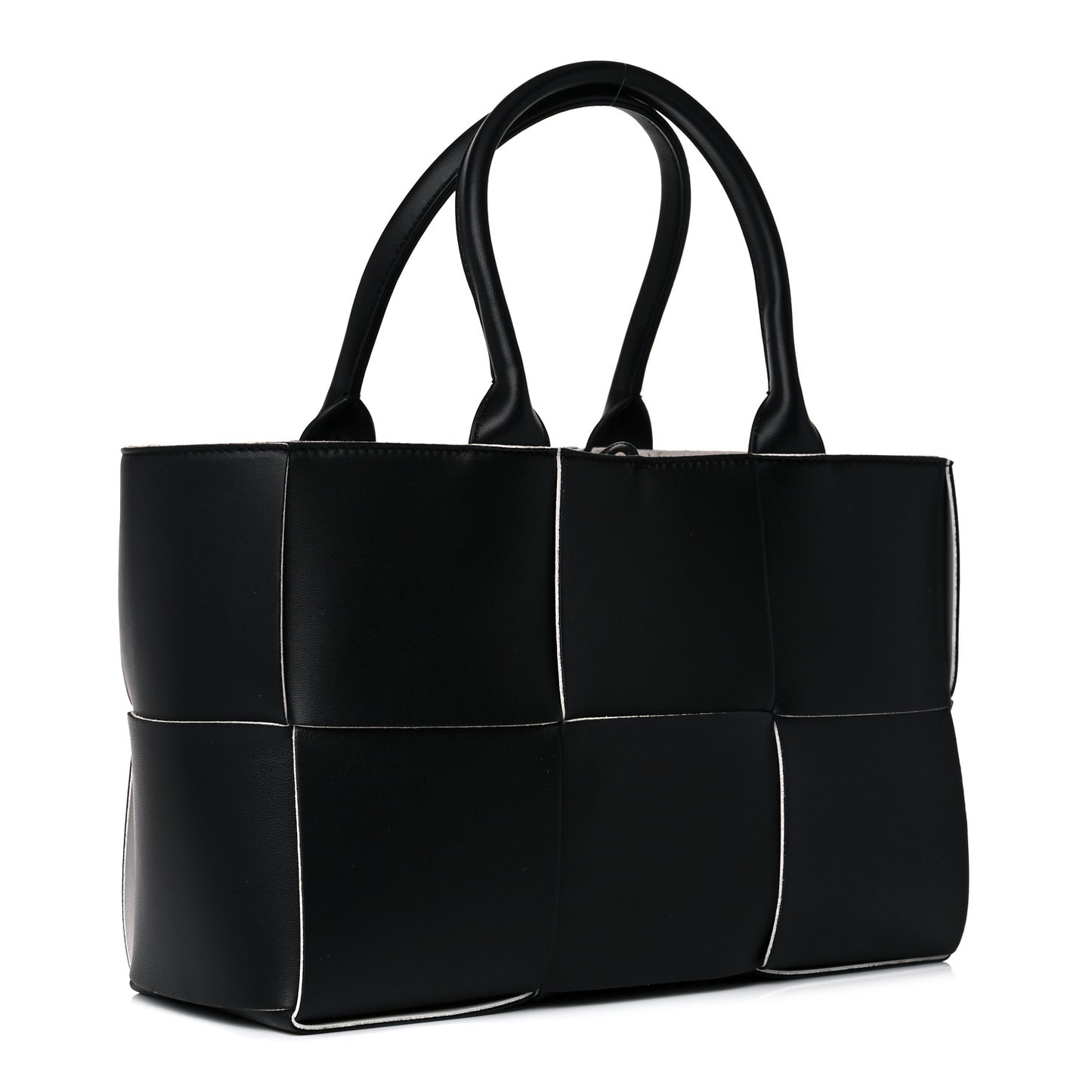 Nappa Maxi Intrecciato Small Arco Tote Black White