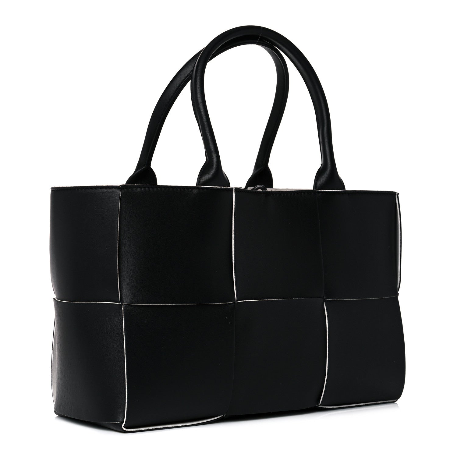 Bottega Veneta Nappa Maxi Intrecciato Small Arco Tote Black White 3 of 10