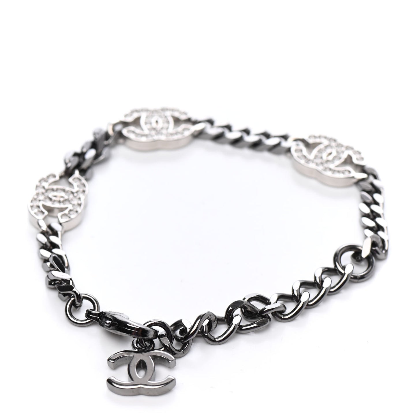 Crystal CC Chain Bracelet Silver